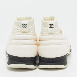Pre Owned Chanel Off White Stretch Fabric Slip On Sneakers Size 38