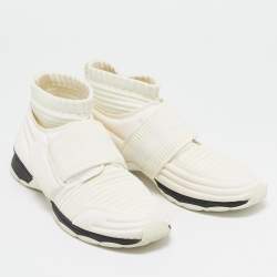 Pre Owned Chanel Off White Stretch Fabric Slip On Sneakers Size 38