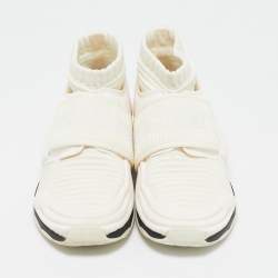 Pre Owned Chanel Off White Stretch Fabric Slip On Sneakers Size 38