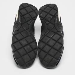 Pre Owned Chanel Navy Blue Stretch Fabric Slip On Sneakers Size 38