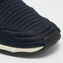 Pre Owned Chanel Navy Blue Stretch Fabric Slip On Sneakers Size 38