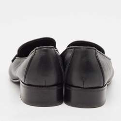 Chanel Black Quilted Leather CC Interlocking Logo Slip On Loafers Size 38