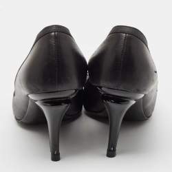 Chanel Black Leather and Fabric Bow CC Cap Toe Pumps Size 36