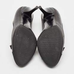 Chanel Black Leather and Fabric Bow CC Cap Toe Pumps Size 36