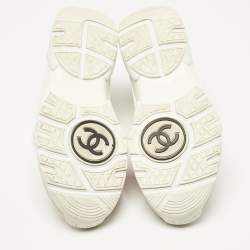 Pre Owned Chanel Multicolor Leather and Suede CC Low Top Sneakers Size 37.5