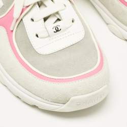 Pre Owned Chanel Multicolor Leather and Suede CC Low Top Sneakers Size 37.5