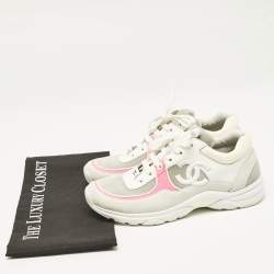 Pre Owned Chanel Multicolor Leather and Suede CC Low Top Sneakers Size 37.5