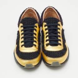 Chanel Multicolor Tweed, Suede and Metallic Leather Lace Up Sneakers Size 38