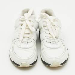 Chanel Black/ White Leather CC Logo Lace Up Sneakers Size 38