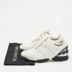 Chanel Black/ White Leather CC Logo Lace Up Sneakers Size 38
