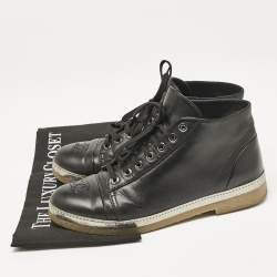 Chanel Black Leather CC Derby Ankle Boots Size 38.5