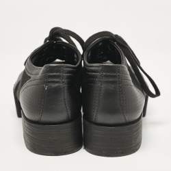 Pre Owned Chanel Black Leather and Mesh Platform Low Top Sneakers Size 38