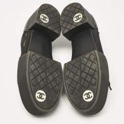 Pre Owned Chanel Black Leather and Mesh Platform Low Top Sneakers Size 38