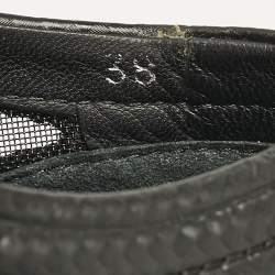 Pre Owned Chanel Black Leather and Mesh Platform Low Top Sneakers Size 38