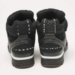 Chanel Black Tweed, Suede and Leather CC High Top Sneakers Size 38