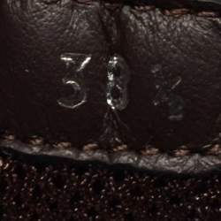 Pre Owned Chanel Dark Brown/Beige Suede and Tweed Low Top Sneakers Size 38.5