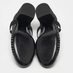 Chanel Black Lace and Patent Leather 23S Crystal Embellished Sock Boots Size 37