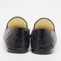 Chanel Black Quilted Patent Leather Smoking Slippers Size 38