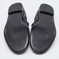 Pre Owned Chanel Black Leather Charm Mary Jane Ballet Flats Size 39