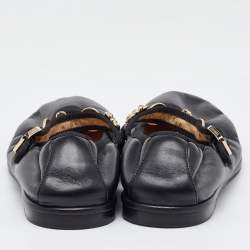 Pre Owned Chanel Black Leather Charm Mary Jane Ballet Flats Size 39
