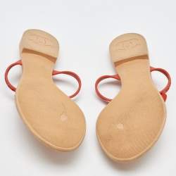 Chanel Orange Rubber Camellia Flat Thong Sandals Size 40