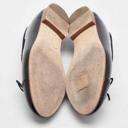 Pre Owned Chanel Black Patent Leather CC Ballet Flats Size 38