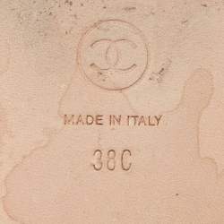 Pre Owned Chanel Black Patent Leather CC Ballet Flats Size 38