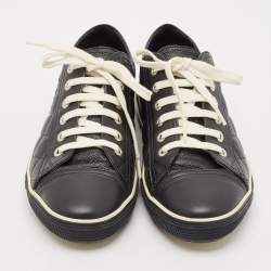 Pre Owned Chanel Black Quilted Leather CC Low Top Sneakers Size 37.5