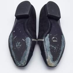 Chanel Black Canvas and Suede Star and Crystal Embellished Ballet Flats Size 36.5