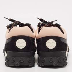 Chanel Multicolor Nylon and Suede Logo Lace Up Sneakers Size 37.5