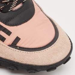 Chanel Multicolor Nylon and Suede Logo Lace Up Sneakers Size 37.5