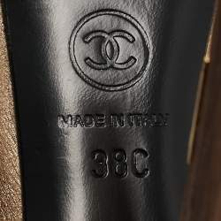 Chanel Metallic Gold/Bronze Quilted Leather CC Platform Pumps Size 38