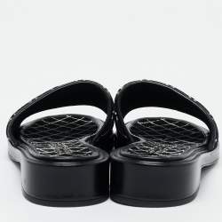 Pre Owned Chanel Black Velvet CC Slide Sandals Size 39