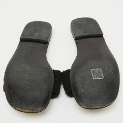 Chanel Black Fabric CC Flat Slide Sandals Size 38.5