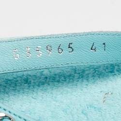 Chanel Light Blue Leather Chain Link Flat Thong Sandals Size 41