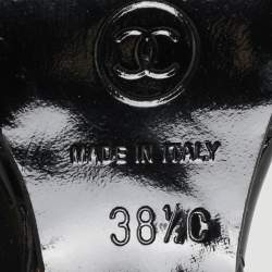 Chanel Black Leather Baroque Style Tall Boots Size 38.5