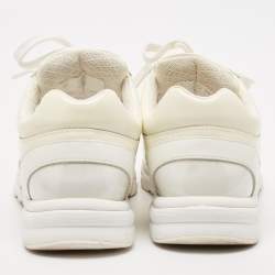 Chanel Off White Patent Leather and PVC CC Low Top Sneakers Size 36