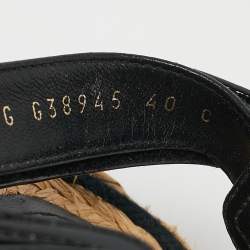 Chanel Black Mesh and Patent Leather Espadrille Dad Sandals Size 40