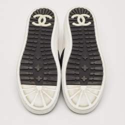 Chanel Black/White Tweed And Suede Slip On Sneakers Size 39