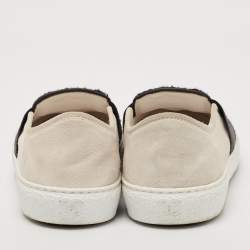 Chanel Black/White Tweed And Suede Slip On Sneakers Size 39