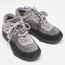 Chanel Tricolor Suede  CC Lace Up Sneakers Size 36