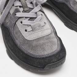 Chanel Tricolor Suede  CC Lace Up Sneakers Size 36