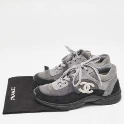 Chanel Tricolor Suede  CC Lace Up Sneakers Size 36