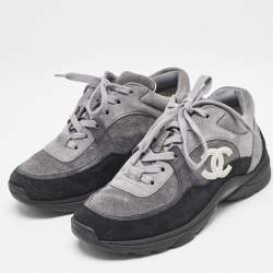 Chanel Tricolor Suede  CC Lace Up Sneakers Size 36