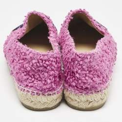 مملوكة مسبقًا Chanel Black/Pink Fabric and Tweed Interlocking CC Logo Espadrille Flats Size 39