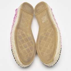 مملوكة مسبقًا Chanel Black/Pink Fabric and Tweed Interlocking CC Logo Espadrille Flats Size 39