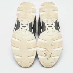 Pre Owned Chanel Multicolor Leather and Canvas CC Interlocking Logo Low Top Sneakers Size 36