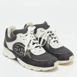 Pre Owned Chanel Multicolor Leather and Canvas CC Interlocking Logo Low Top Sneakers Size 36