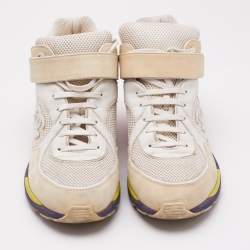 Chanel Multicolor Leather and Mesh CC High Top Sneakers Size 44