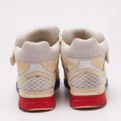 Chanel Multicolor Leather and Mesh CC High Top Sneakers Size 44